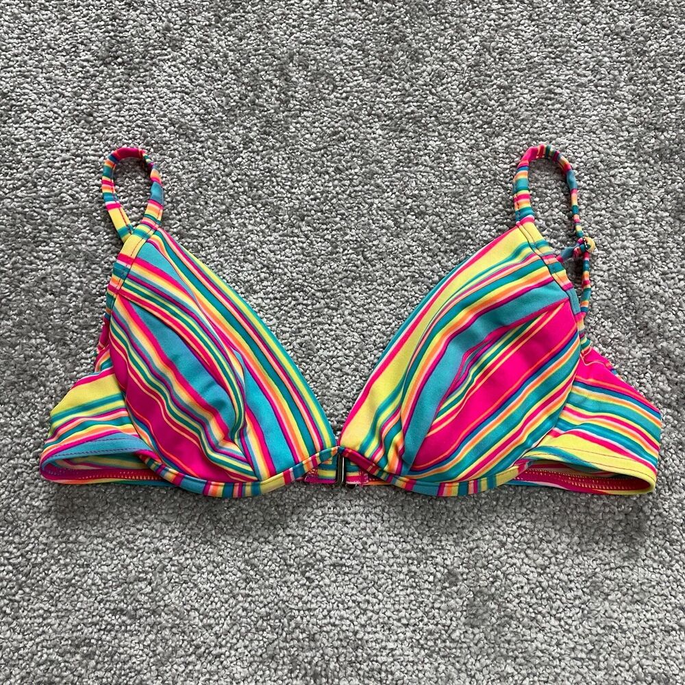 Carolina Blues Swimwear Bikini Top Women Medium Multicolor Striped Underwired